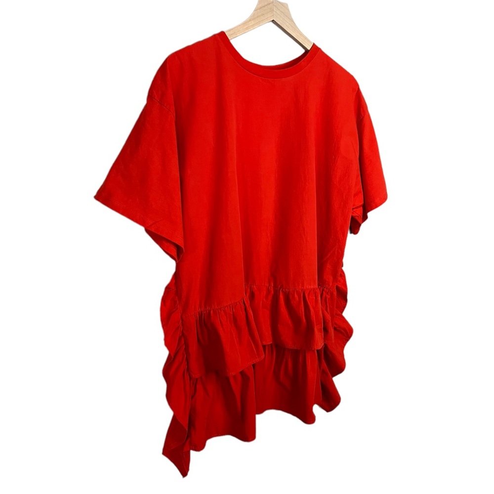 ZARA POPLIN DRESS WITH CONTRASTING RUFFLE - Picture 4 of 9